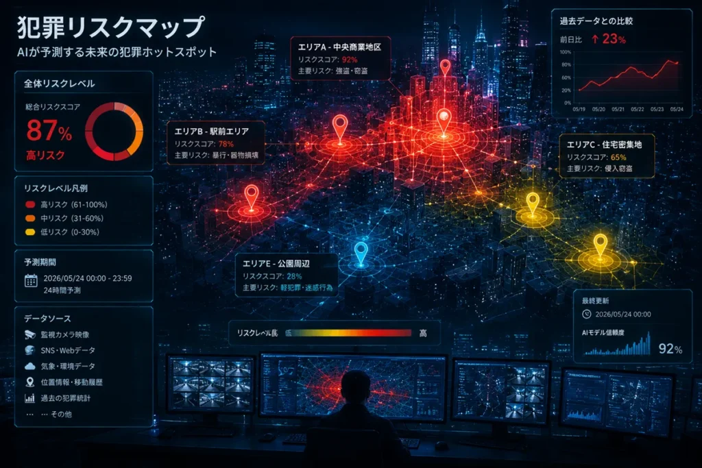 AIが都市データを解析して犯罪ホットスポットを予測する未来型リスクマップ